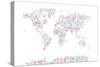 Music Notes Map of the World-Michael Tompsett-Stretched Canvas