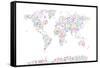 Music Notes Map of the World-Michael Tompsett-Framed Stretched Canvas