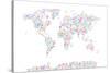 Music Notes Map of the World-Michael Tompsett-Stretched Canvas