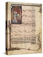 Music Page with Capital Letter Illuminations Depicting Singers, Miniature-null-Stretched Canvas