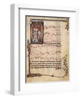 Music Page with Capital Letter Illuminations Depicting Singers, Miniature-null-Framed Giclee Print