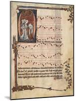 Music Page with Capital Letter Illuminations Depicting Singers, Miniature-null-Mounted Giclee Print