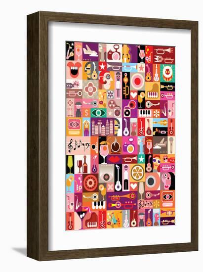 Music & Party Symbol Collage-null-Framed Art Print
