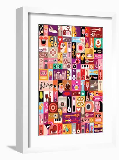 Music & Party Symbol Collage-null-Framed Art Print