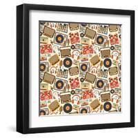 Music Retro Seamless Pattern-Macrovector-Framed Art Print