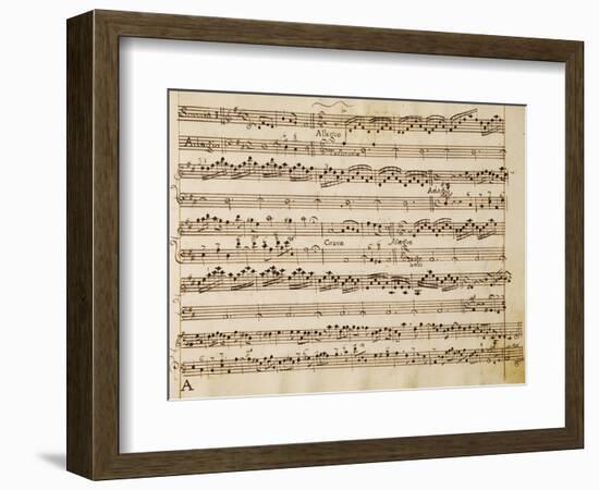 Music Score of Sonatas for Violin, Violone and Harpsichord, Op V, Allegro-Grave-Arcangelo Corelli-Framed Giclee Print