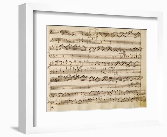 Music Score of Sonatas for Violin, Violone and Harpsichord, Op V, Allegro-Grave-Arcangelo Corelli-Framed Giclee Print