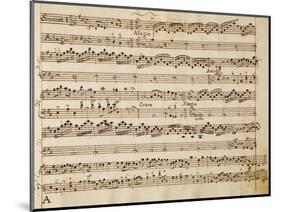 Music Score of Sonatas for Violin, Violone and Harpsichord, Op V, Allegro-Grave-Arcangelo Corelli-Mounted Giclee Print