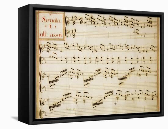 Music Sheet of Sonata No 1, Allegro Assai-Domenico Scarlatti-Framed Stretched Canvas