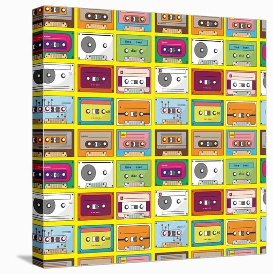 Music Tape Seamless Pattern-notkoo-Stretched Canvas