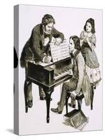 Music Teacher Friedrich Wieck Shouts at Robert Schumann While His Daughter, Clara Wieck, Looks On-null-Stretched Canvas