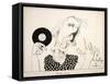 Music, The disc jockey (drawing)-Ralph Steadman-Framed Stretched Canvas