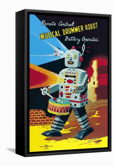 Musical Drummer Robot-null-Framed Stretched Canvas