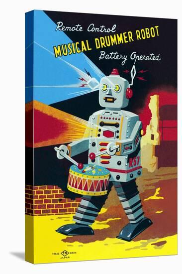 Musical Drummer Robot-null-Stretched Canvas