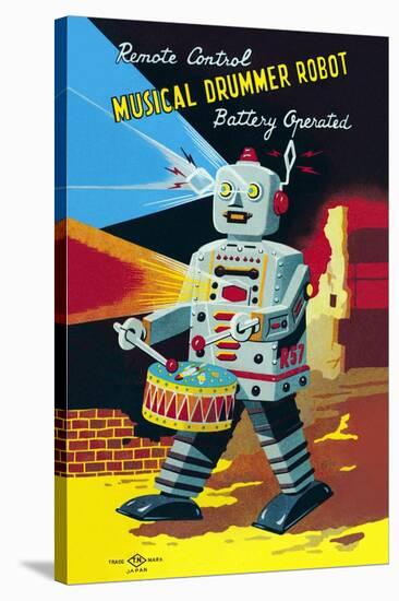 Musical Drummer Robot-null-Stretched Canvas
