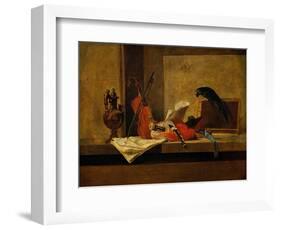 Musical Instruments and a Parrot-Jean-Baptiste Simeon Chardin-Framed Giclee Print