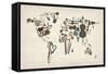 Musical Instruments Map of the World-Michael Tompsett-Framed Stretched Canvas