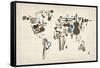Musical Instruments Map of the World-Michael Tompsett-Framed Stretched Canvas