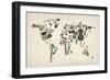 Musical Instruments Map of the World-Michael Tompsett-Framed Art Print