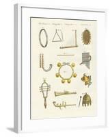 Musical Instruments of the Ancients -- Whistles, Rattles and Cymbals-null-Framed Giclee Print