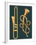 Musical Instruments: Trombone and Labyrinthine Trumpet-null-Framed Giclee Print