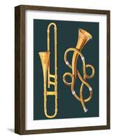 Musical Instruments: Trombone and Labyrinthine Trumpet-null-Framed Giclee Print