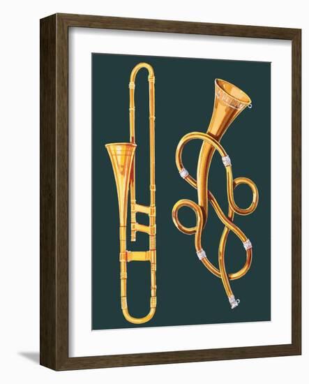 Musical Instruments: Trombone and Labyrinthine Trumpet-null-Framed Giclee Print