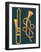 Musical Instruments: Trombone and Labyrinthine Trumpet-null-Framed Giclee Print