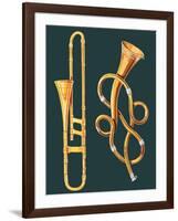 Musical Instruments: Trombone and Labyrinthine Trumpet-null-Framed Giclee Print