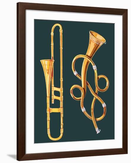 Musical Instruments: Trombone and Labyrinthine Trumpet-null-Framed Giclee Print
