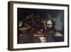 Musical Instruments with a Globe, and a Palette on a Table-Cristofano Allori-Framed Giclee Print