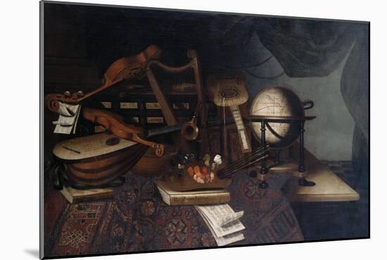 Musical Instruments with a Globe, and a Palette on a Table-Cristofano Allori-Mounted Giclee Print