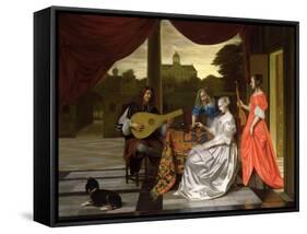 Musical Scene in Amsterdam-Pieter de Hooch-Framed Stretched Canvas