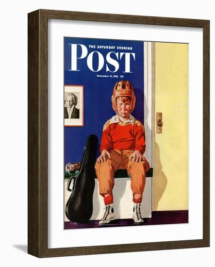 "Musical Sport," Saturday Evening Post Cover, November 14, 1942-Lonie Bee-Framed Giclee Print