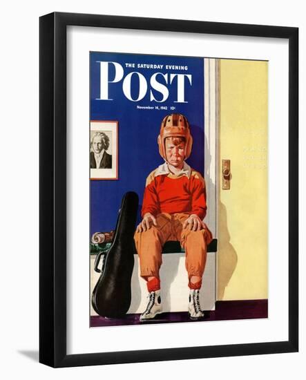 "Musical Sport," Saturday Evening Post Cover, November 14, 1942-Lonie Bee-Framed Giclee Print