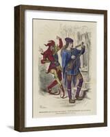 Musician and Dancing Fool, 14th Century-null-Framed Giclee Print