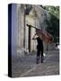 Musician Carrying Double Bass Along Cobbled Street to Plaza Mayor, Trinidad, Cuba-Lee Frost-Stretched Canvas