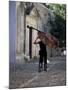 Musician Carrying Double Bass Along Cobbled Street to Plaza Mayor, Trinidad, Cuba-Lee Frost-Mounted Photographic Print