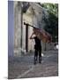 Musician Carrying Double Bass Along Cobbled Street to Plaza Mayor, Trinidad, Cuba-Lee Frost-Mounted Photographic Print