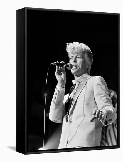 Musician David Bowie Singing on Stage-null-Framed Stretched Canvas