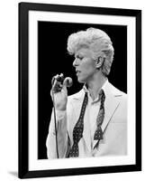 Musician David Bowie Singing on Stage-null-Framed Premium Photographic Print