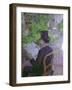 Musician Desire Dihau Reading a Newspaper in the Garden-Henri de Toulouse-Lautrec-Framed Art Print