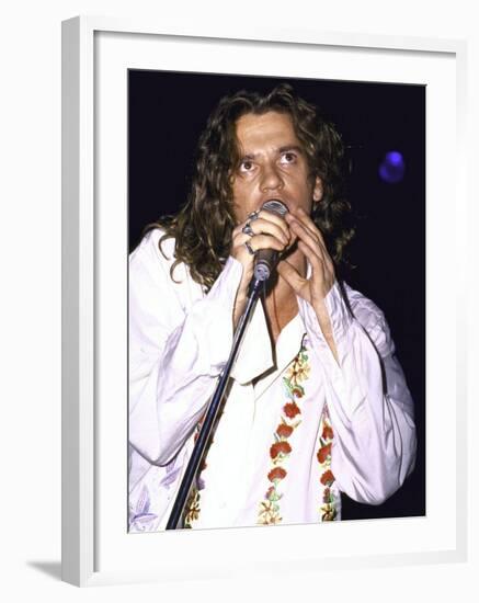 Musician Michael Hutchence of Rock Group Inxs Performing-David Mcgough-Framed Premium Photographic Print