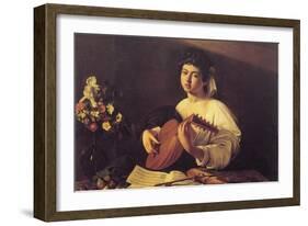 Musician Playing Lute-null-Framed Art Print