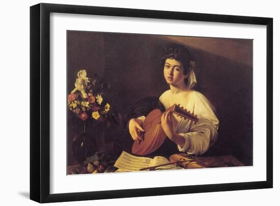 Musician Playing Lute-null-Framed Art Print