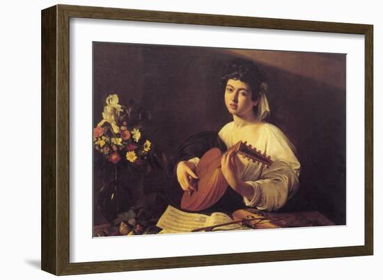 Musician Playing Lute-null-Framed Art Print