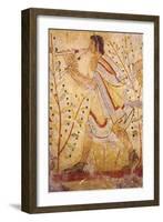 Musician Playing the Pipes, from the Tomb of the Leopard, circa 490 BC (Wall Painting)-null-Framed Giclee Print