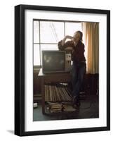 Musician Stephen Stills at Home-null-Framed Premium Photographic Print