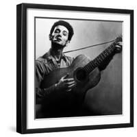 Musician Woody Guthrie (1912-1967) Considered as the Father of Folk Music C. 1940-null-Framed Photo