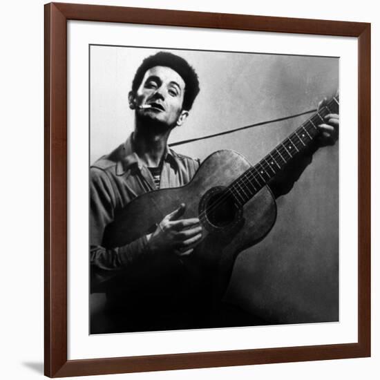 Musician Woody Guthrie (1912-1967) Considered as the Father of Folk Music C. 1940-null-Framed Photo